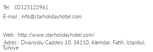 Star Holiday Hotel telefon numaralar, faks, e-mail, posta adresi ve iletiim bilgileri
